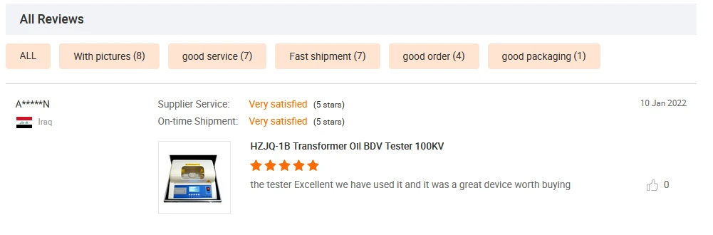 Irácký zákazník obdržel tento týden náš HZJQ-1B Transformer Oil BDV Tester 100kV